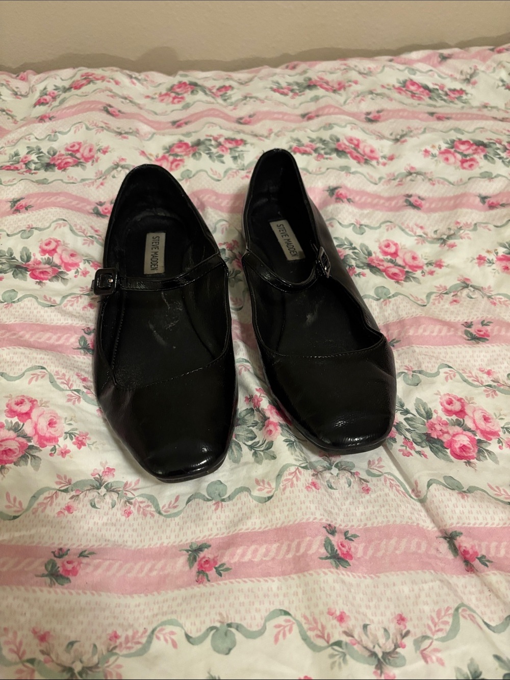 Steve Madden Black Mary Jane Leather Flats